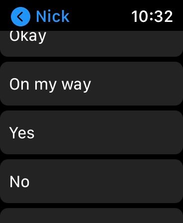 Apple Watch default reply 