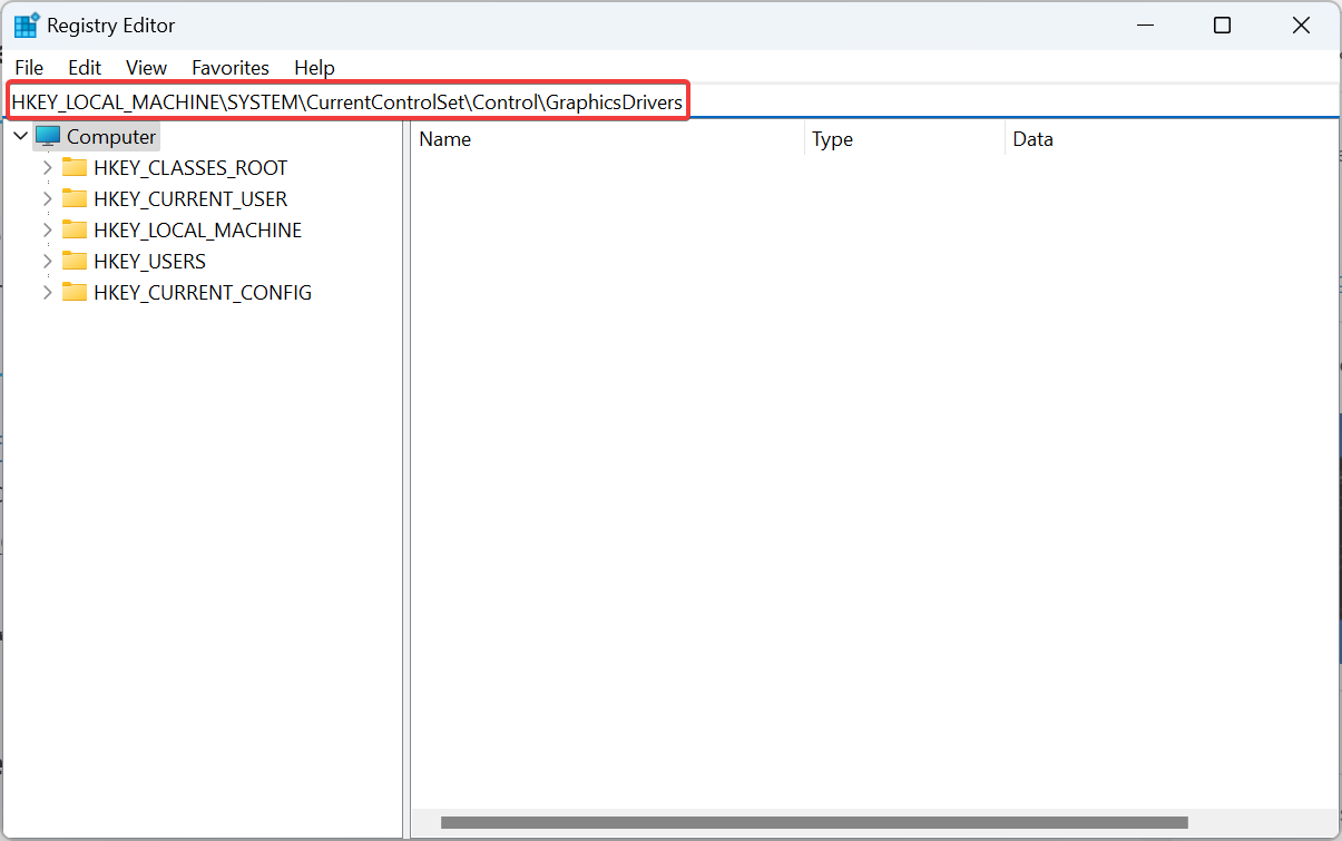 путь в реестре