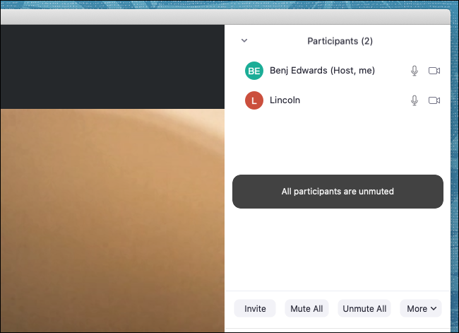 Сообщение о том, что всем участникам включён звук