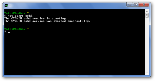 Запуск службы sshd через net start