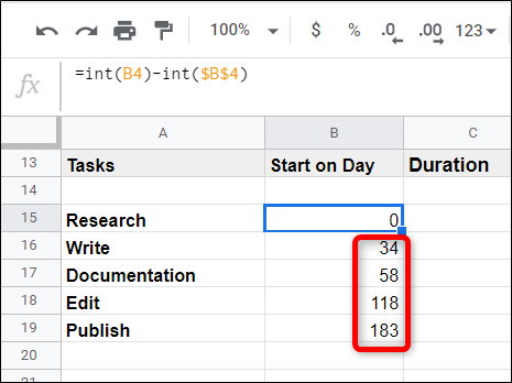 Автозаполнение столбца смещений завершено