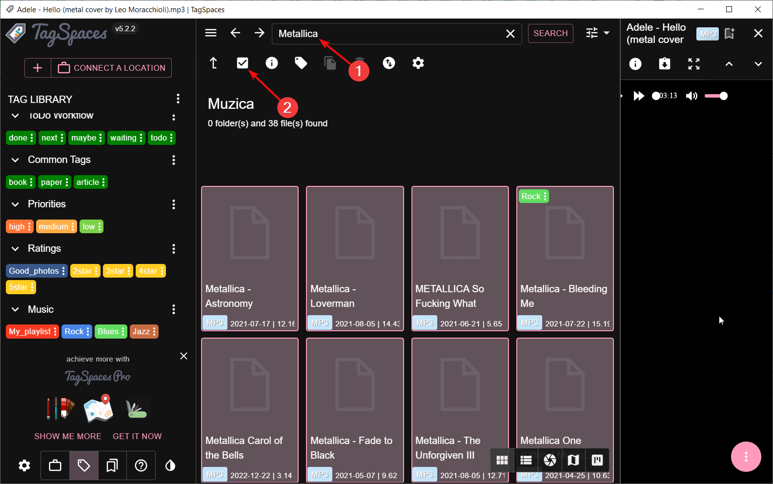Поиск и массовая маркировка в TagSpaces