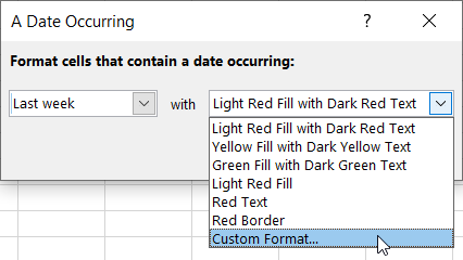 Select Custom Format