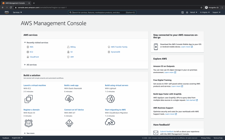 Консоль управления AWS
