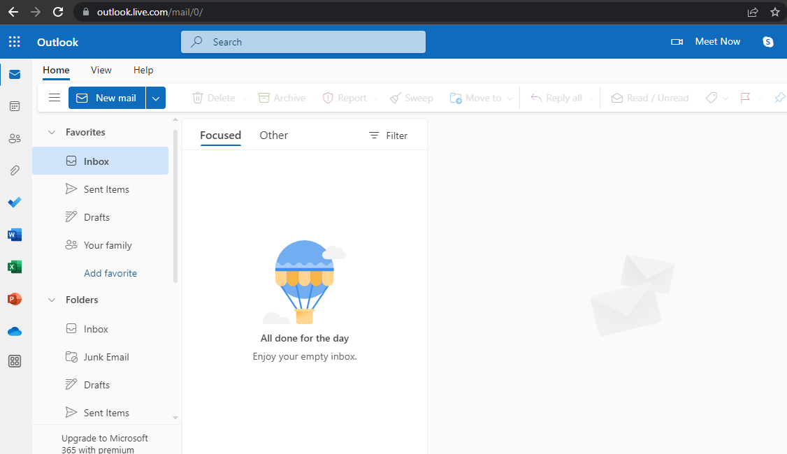 Скрин: Вход в Outlook Web для чтения писем в браузере
