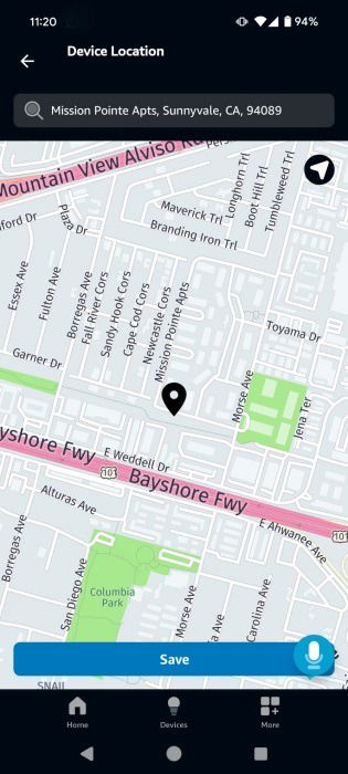 Поиск адреса на карте в приложении Alexa