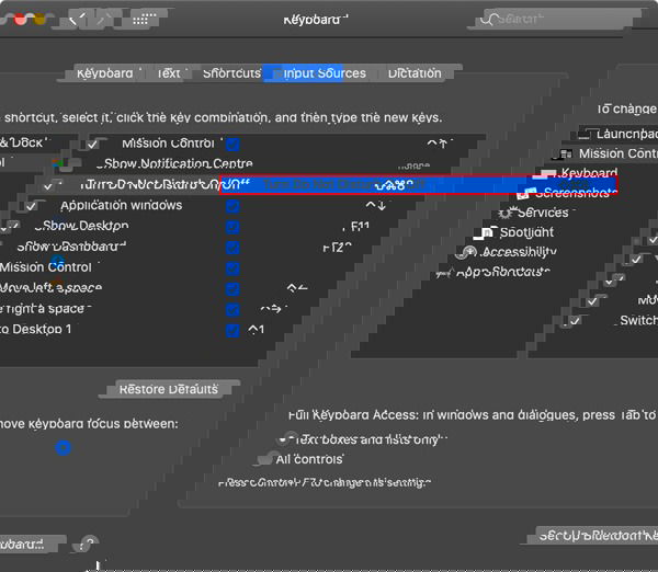 Пример назначения сочетания клавиш для Не беспокоить