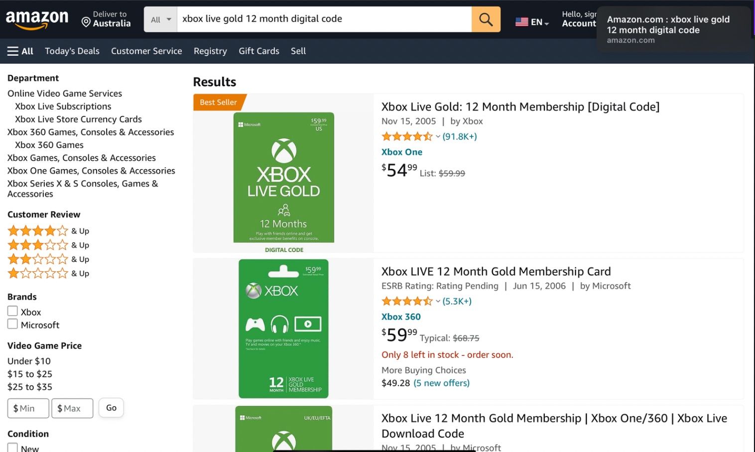 Купить подписки Xbox Live Gold на Amazon