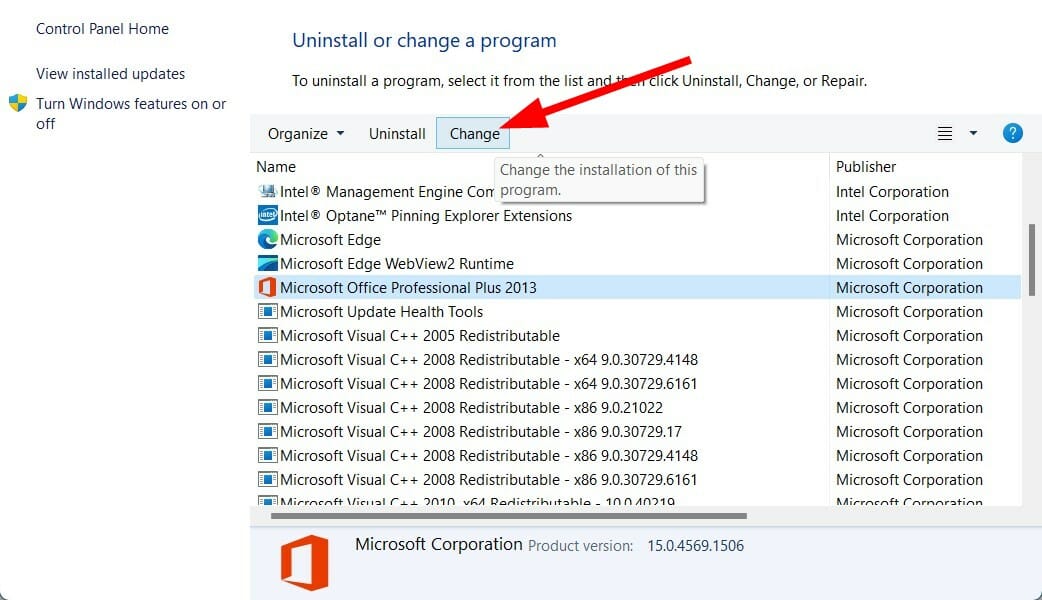 change microsoft office