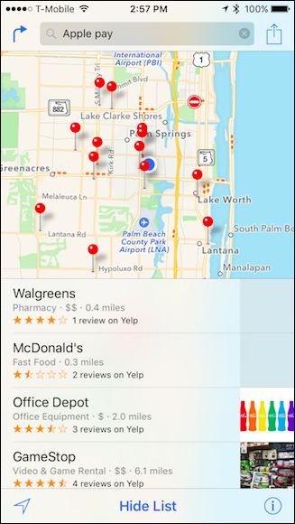 Результаты поиска по запросу Apple Pay в Картах
