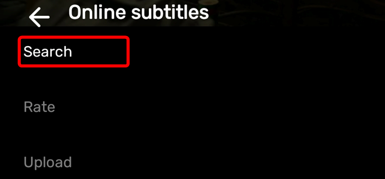 Кнопка Search для запуска поиска онлайн субтитров