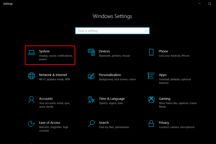 Открытие настроек Windows для установки драйвера