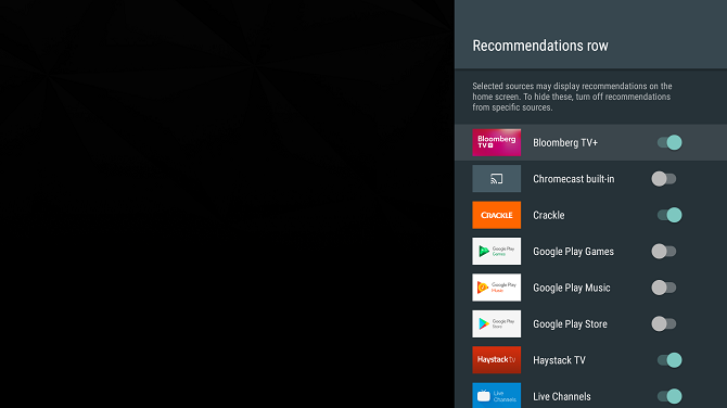 Управление рекомендациями на домашнем экране Shield TV
