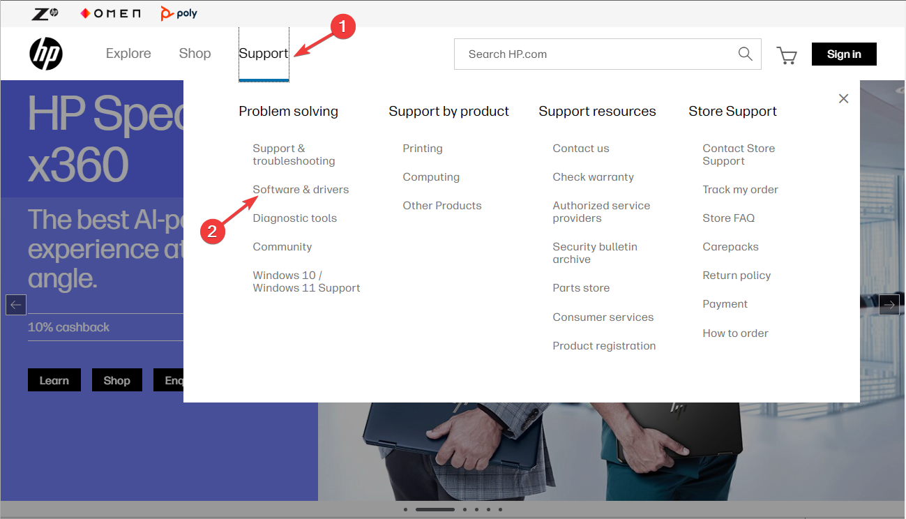 Страница загрузки драйверов на сайте производителя