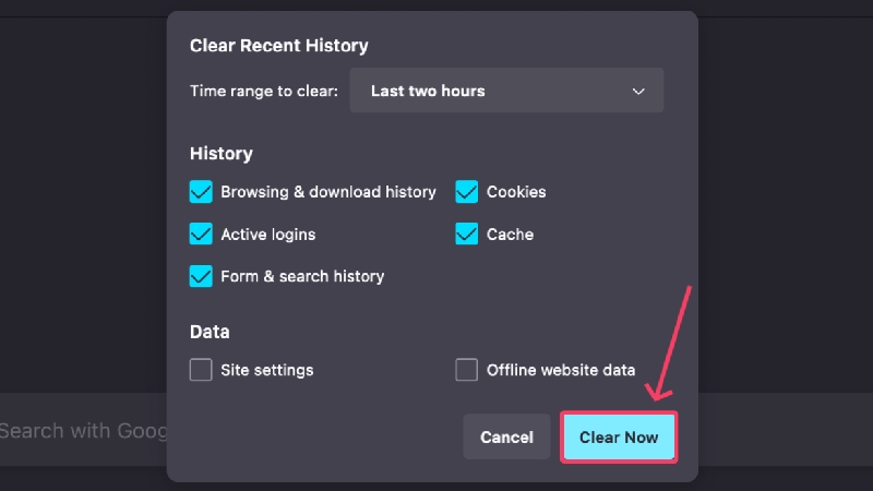 delete search history in firefox