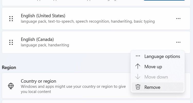 Удаление языка в Windows 11