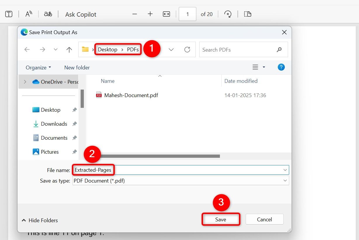 Варианты сохранения PDF в Edge подсвечены.
