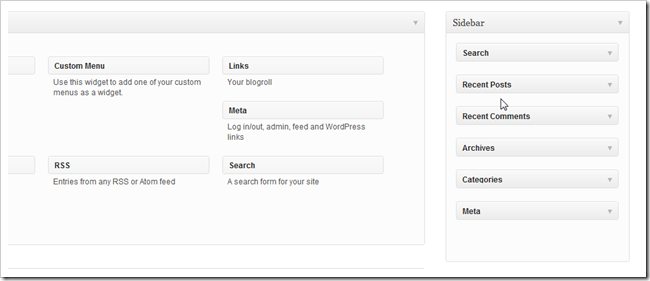 Скриншот: перетаскивание виджетов в область активных виджетов