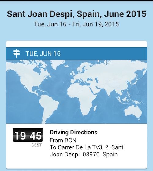 Интерфейс TripIt с маршрутом до отеля