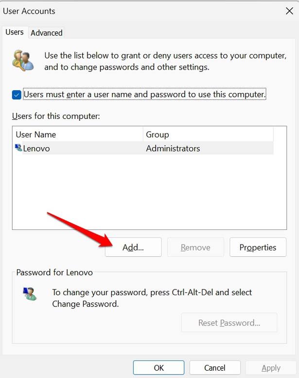 Добавление пользователя через netplwiz