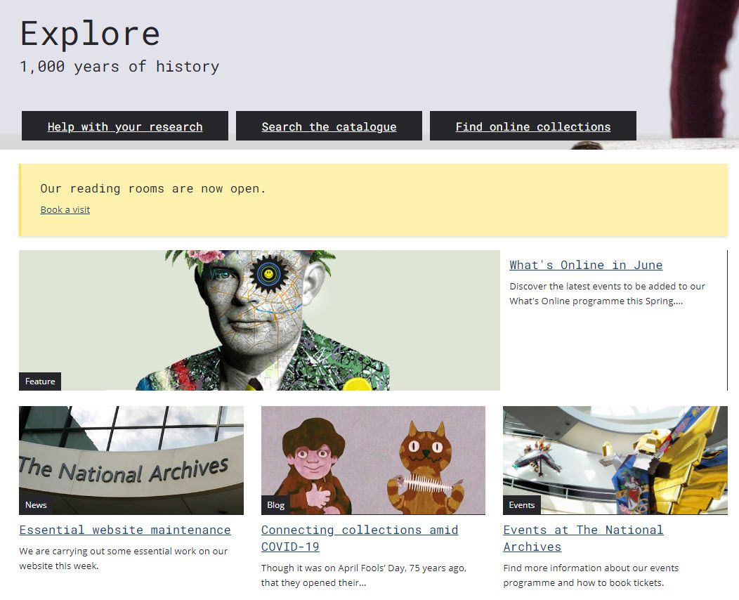 Логотип и поиск Национального архива Великобритании