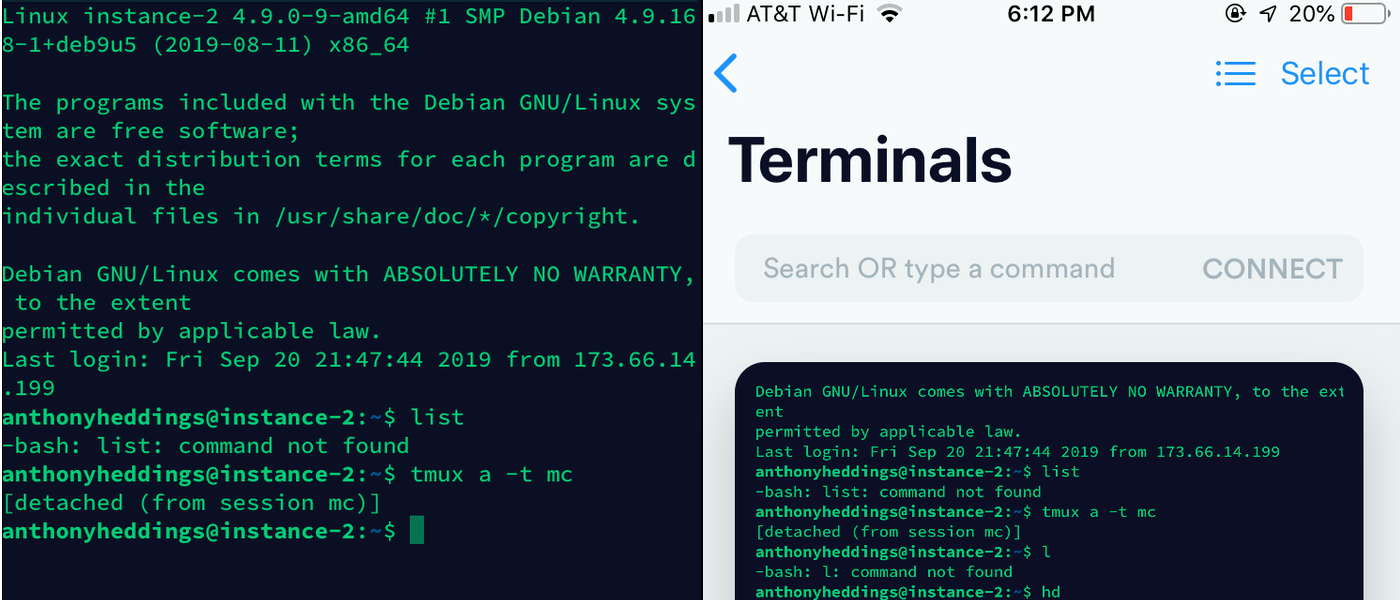 SSH на смартфоне: клиенты, Mosh и tmux