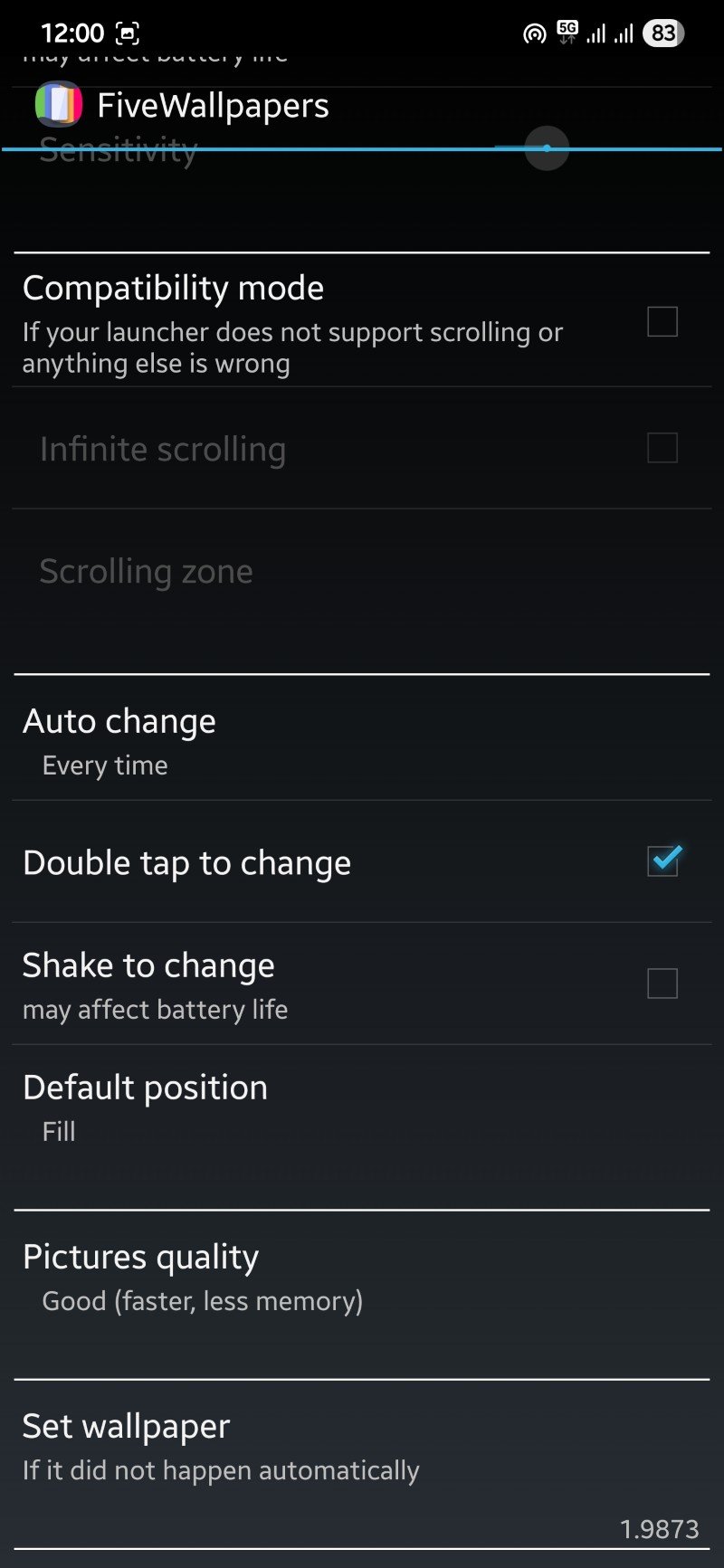 Plus d'options de personnalisation et d'animation dans FiveWallpapers