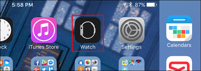 Нажатие на иконку Watch на iPhone