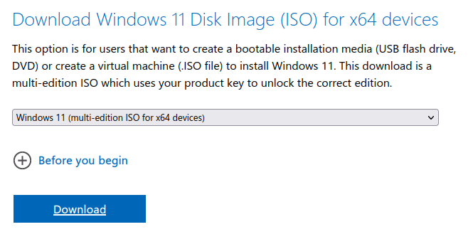 Скриншот выбора ISO-образа Windows 11.
