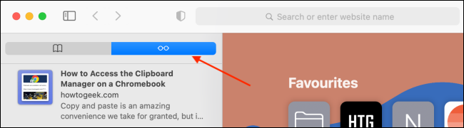 Вкладка Список для чтения в боковой панели