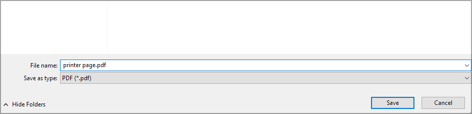 Снимок экрана: сохранение PDF