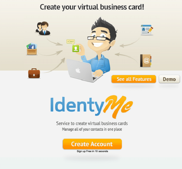 Демонстрация личной страницы виртуальной визитки с картой и шаблоном