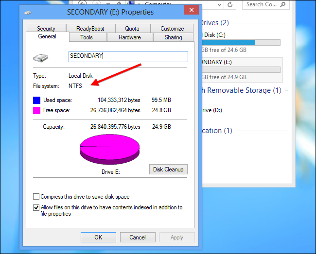 Свойства файловой системы диска