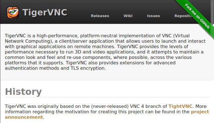Логотип и сайт TigerVNC