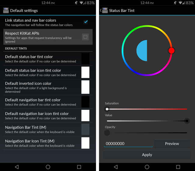 Настройка прозрачности лаунчера