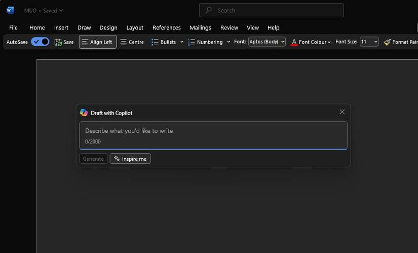 Using Draft with Copilot in Word