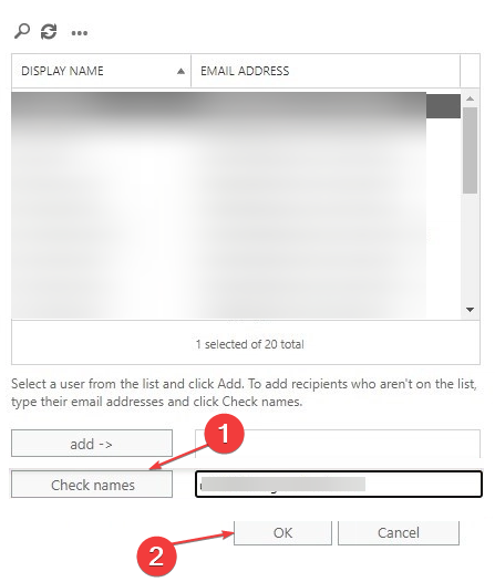 Окно подтверждения адреса отправителя
