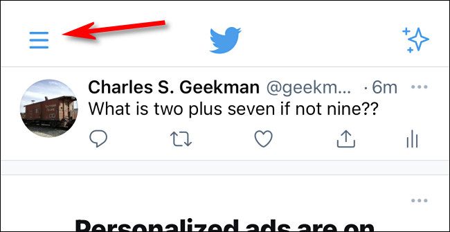 В Twitter нажмите на иконку меню или свой профиль