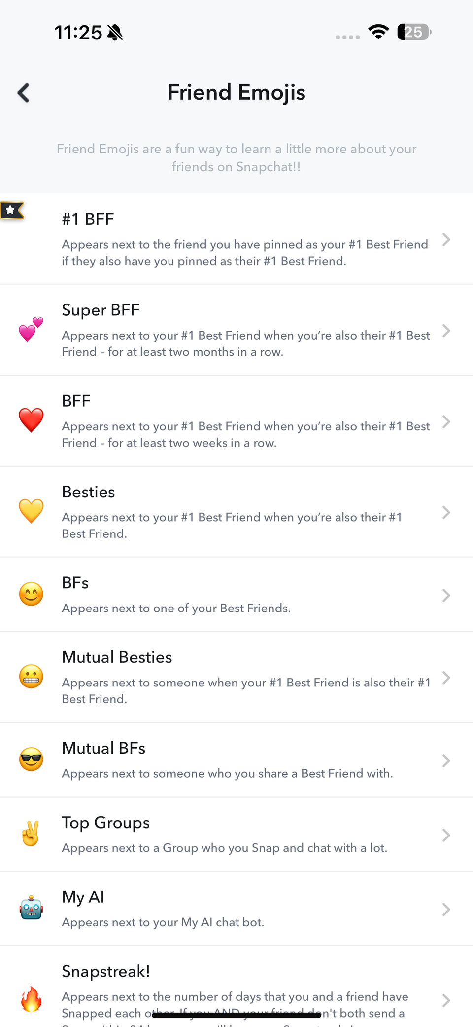 Настройки эмодзи друзей в Snapchat