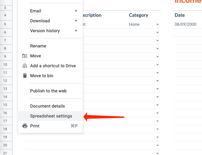 Откройте Параметры таблицы