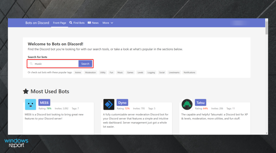 Пример поиска по слову music