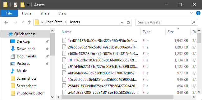 Содержимое папки Assets с файлами без расширений