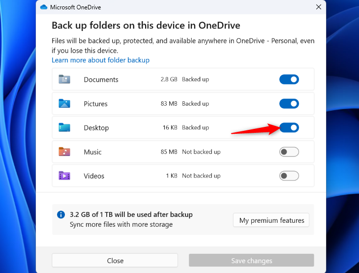 Отключите синхронизацию папки Рабочий стол в OneDrive.