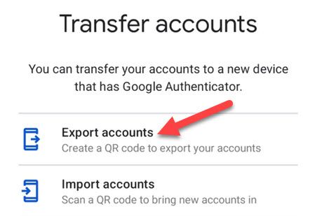 Выберите «Export Accounts».