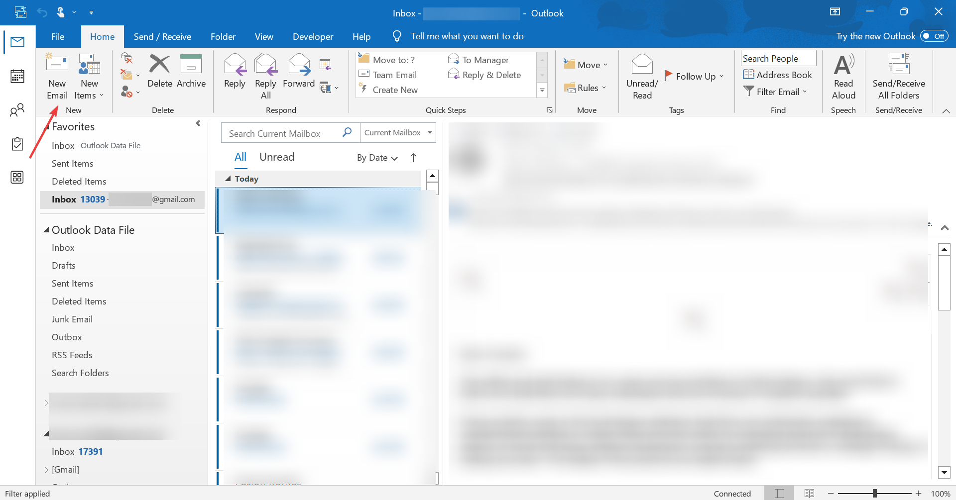 Создать новое письмо в Outlook