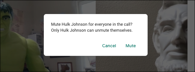Подтверждение отключения звука в Google Meet