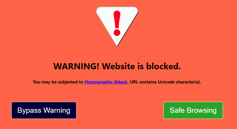 Punycodechecker показывает предупреждение