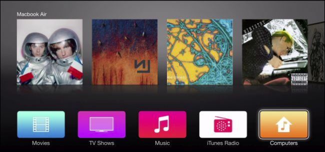Просмотр медиатеки компьютера на Apple TV — фотографии
