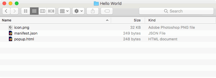 Файлы простого расширения: manifest, popup и иконка