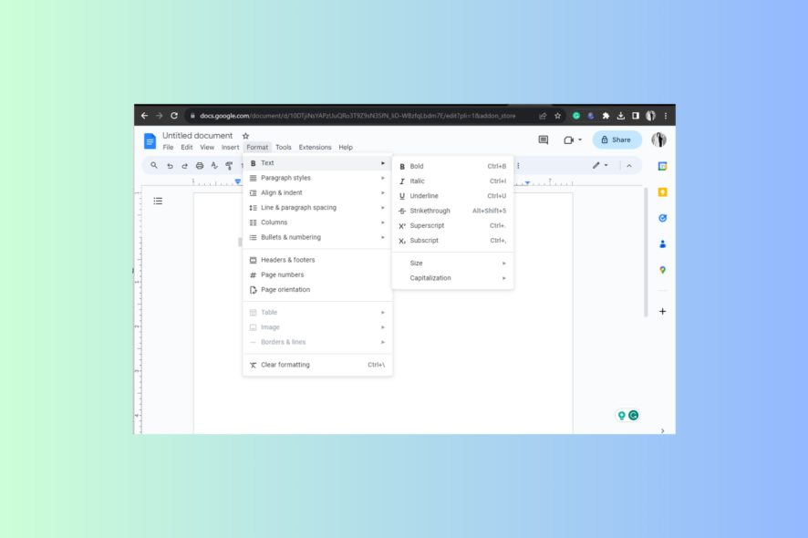 Зачёркивание в Google Docs — включить и убрать